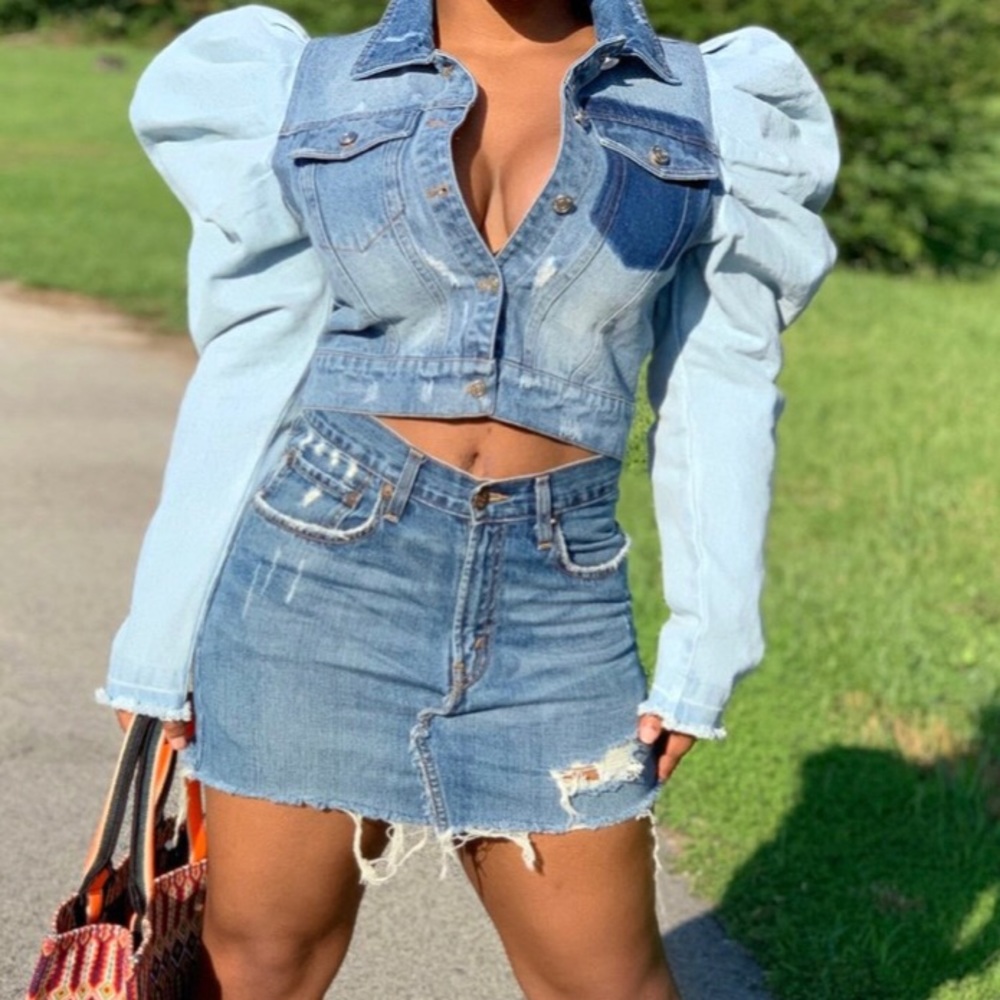 Denim Puff Sleeve Jacket
